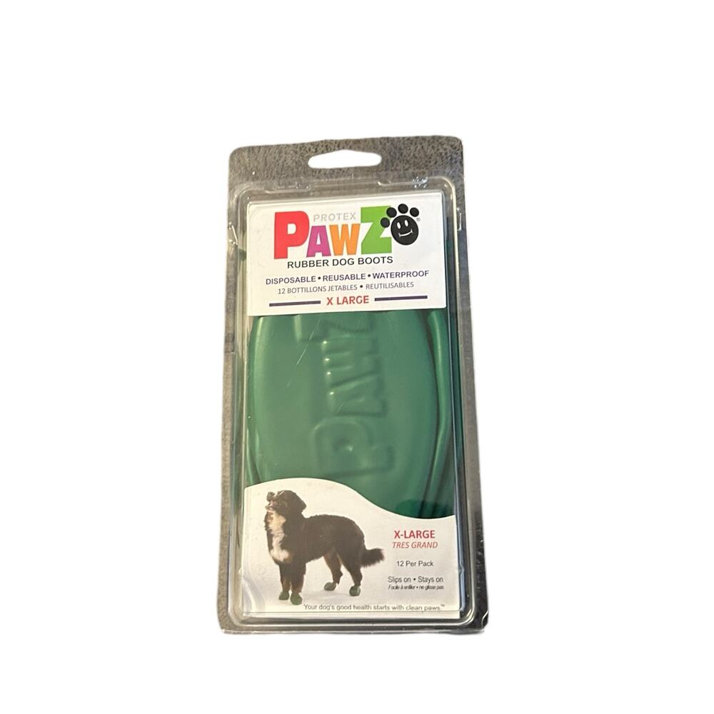 NEW GREEN Rubber Dog Boots, X-LARGE 12-Pack, Reusable Waterproof by PawZ SEALED